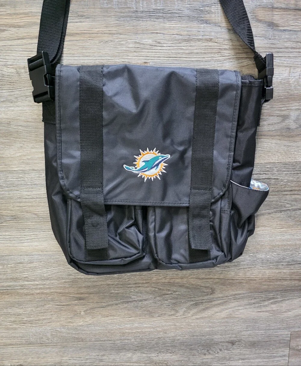 Black Miami Dolphins Logo Messenger Bag - Adjustable Strap